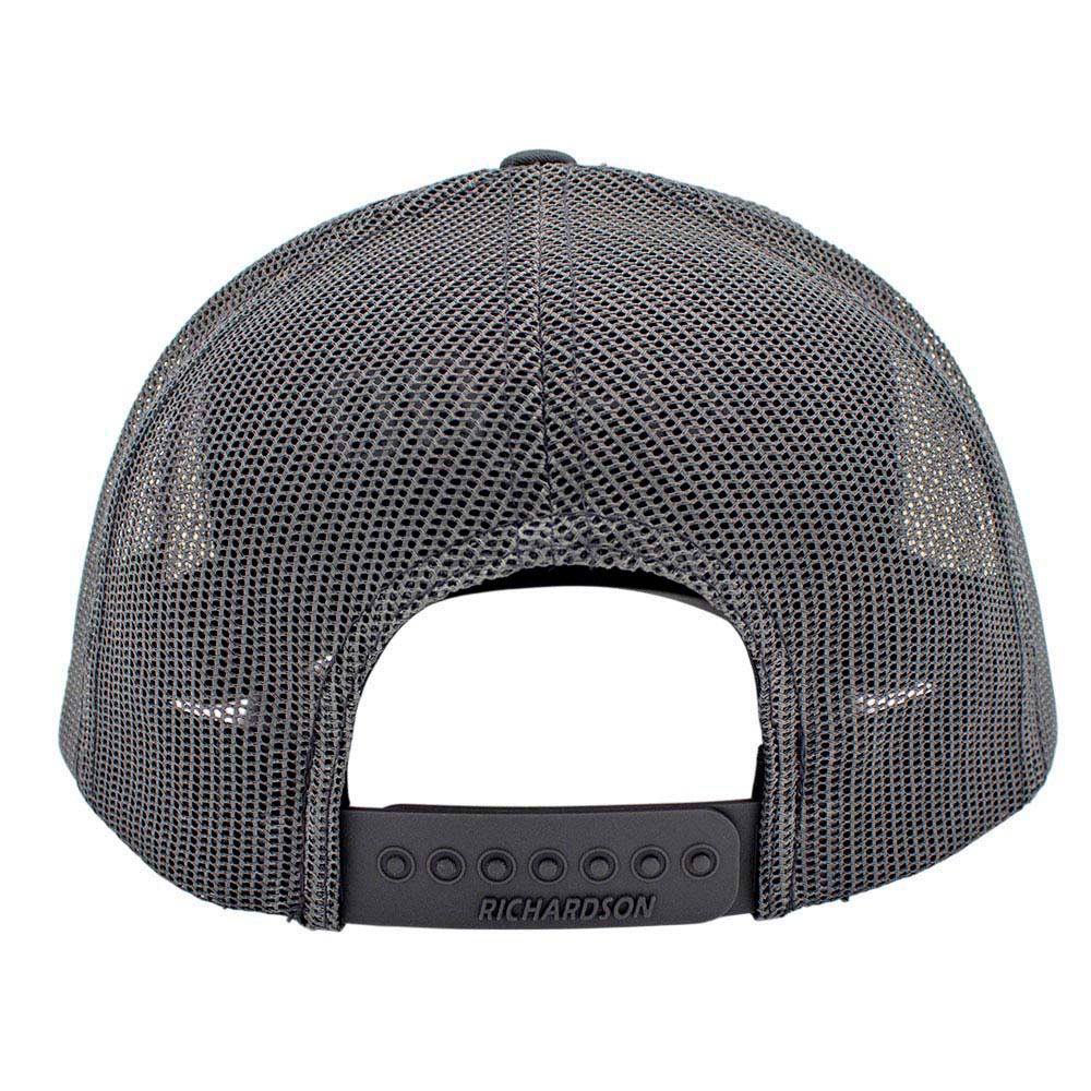 Back view of a grey mesh cap.